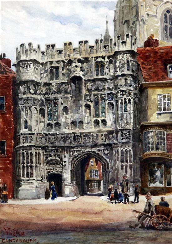 W. W. Collins Canterbury Cathedral gate, 9 x 6.5in.